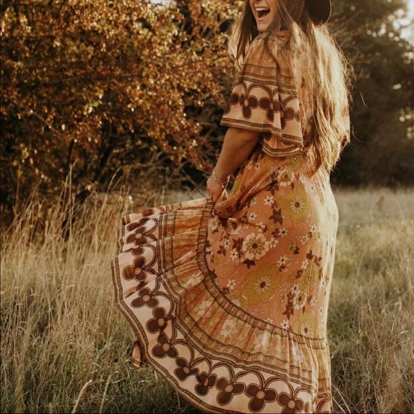 Boho Floral Gypsy Print Maxi Dress Wild Bloom - Picture 3 of 14